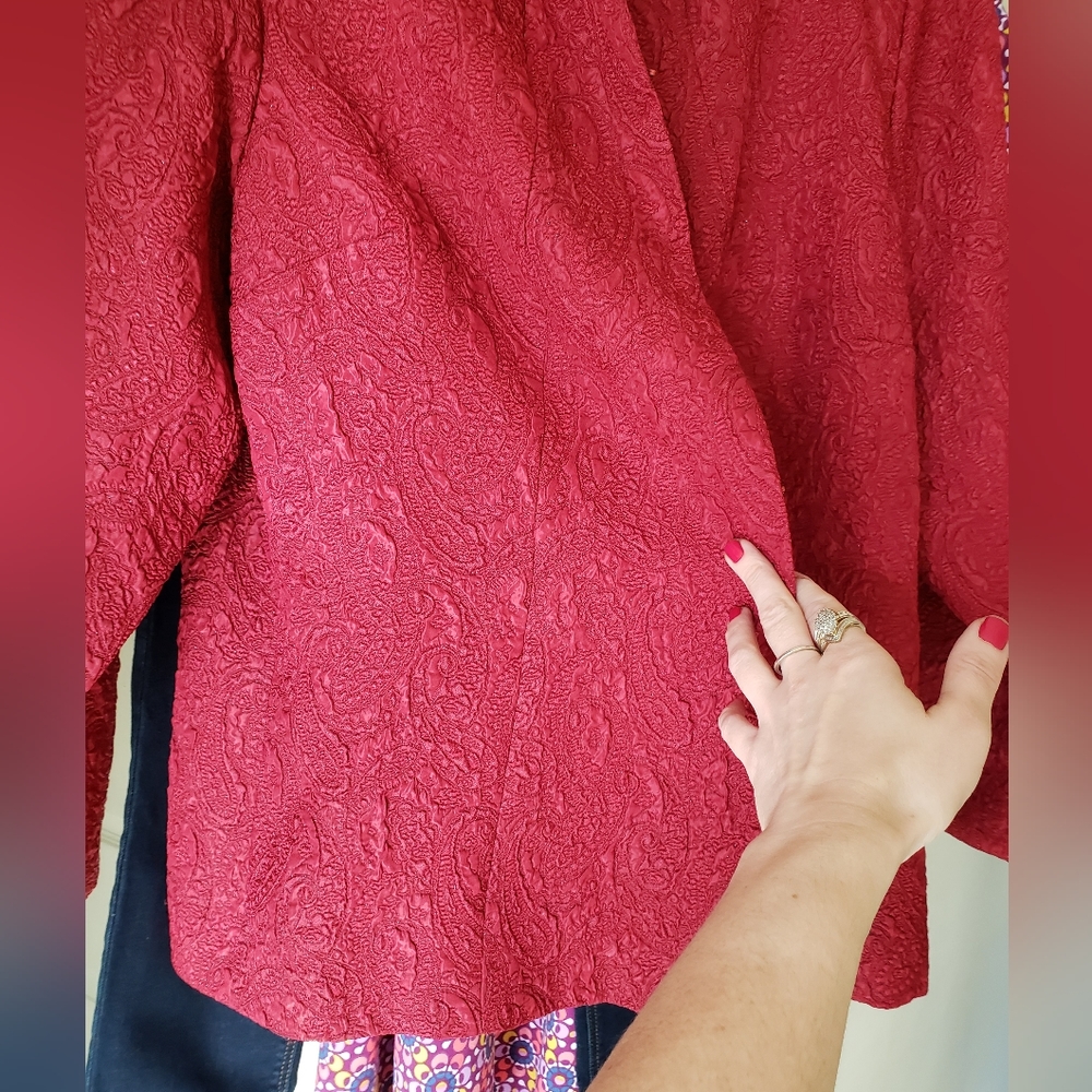 Nwot Ruby Glittered Texture Rouge Blazer - image 3